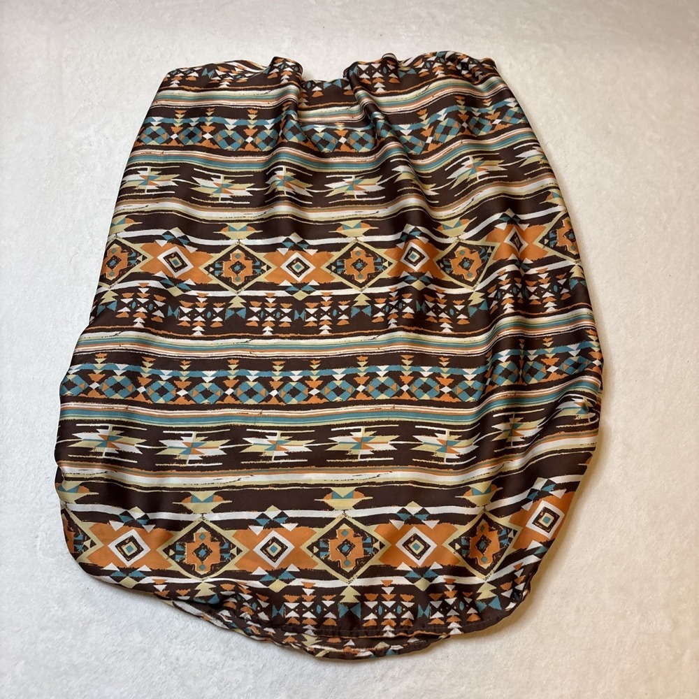 Trac‎ USA Women's Santa Fe Pattern Ruched Strapless Tube Top Size Small Y2K